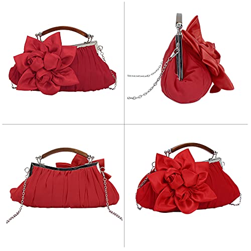 Goclothod Evening Bags for Women Cute Floral Clutch Purse Party Chain Handbag