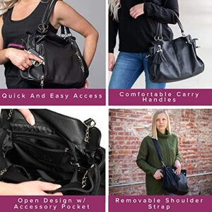 Tactica Defense Fashion Conceal Carry Purses for Women Crossbody - Leather Hobo Purse w/Optional Strap Bags w/Conceal Firearm Compartment, 2 Lockable Zippers by Tactica, Black