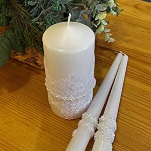 Magik Life Unity Candle Set for Wedding - Wedding Accessories for Reception and Ceremony - Candle Sets - 6 Inch Pillar and 2 10 Inch Tapers - Decorative Pillars White