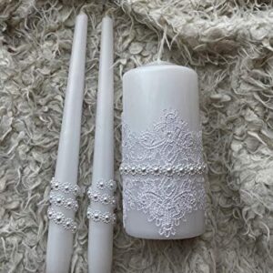 Magik Life Unity Candle Set for Wedding - Wedding Accessories for Reception and Ceremony - Candle Sets - 6 Inch Pillar and 2 10 Inch Tapers - Decorative Pillars White