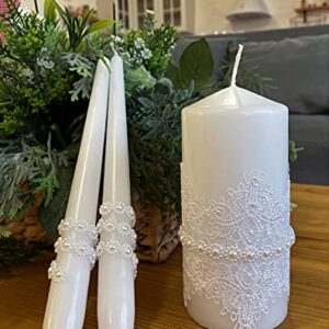 Magik Life Unity Candle Set for Wedding - Wedding Accessories for Reception and Ceremony - Candle Sets - 6 Inch Pillar and 2 10 Inch Tapers - Decorative Pillars White