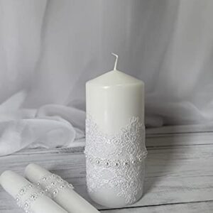 Magik Life Unity Candle Set for Wedding - Wedding Accessories for Reception and Ceremony - Candle Sets - 6 Inch Pillar and 2 10 Inch Tapers - Decorative Pillars White