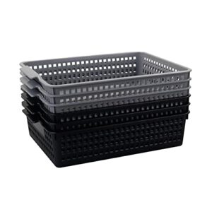 qqbine a4 plastic storage basket tray, classroom paper baskets, 6 packs