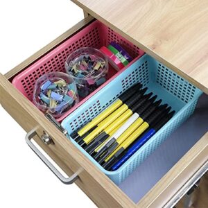 CadineUS Mini Plastic Storage Basket, Colored Desktop Storage Bins Set of 6