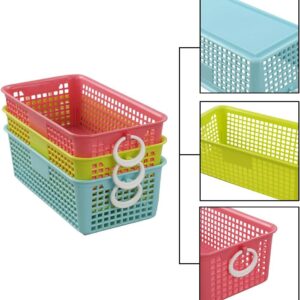 CadineUS Mini Plastic Storage Basket, Colored Desktop Storage Bins Set of 6