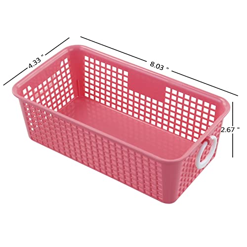 CadineUS Mini Plastic Storage Basket, Colored Desktop Storage Bins Set of 6