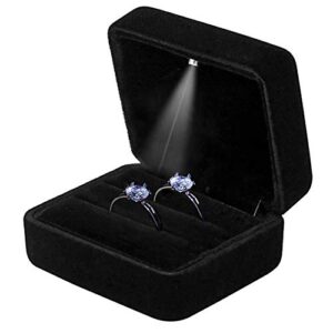 gbyan wedding ring box for ceremony velvet couple ring box with led light double slot jewelry box for engagement