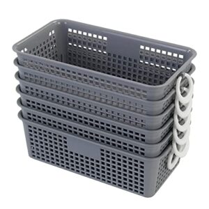neadas gray small plastic storage basket, 6 packs