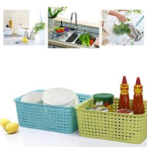 Ponpong Plastic Weave Storage Basket, Plastic Basket Organizer Storage, 6 Pack