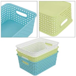 Ponpong Plastic Weave Storage Basket, Plastic Basket Organizer Storage, 6 Pack