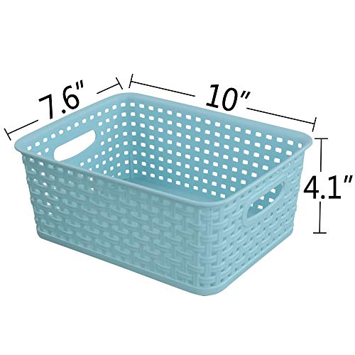 Ponpong Plastic Weave Storage Basket, Plastic Basket Organizer Storage, 6 Pack