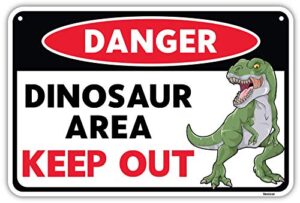 venicor dinosaur sign – 8 x 12 inches – aluminum – dinosaur room decor for boys – dinosaur decor boys room – t rex dinosaur bedroom decor for boys kids decorations lover gifts wall art poster stuff