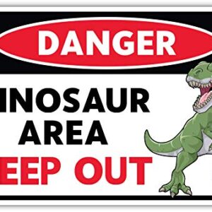 Venicor Dinosaur Sign - 8 x 12 Inches - Aluminum - Dinosaur Room Decor for Boys - Dinosaur Decor Boys Room - T Rex Dinosaur Bedroom Decor for Boys Kids Decorations Lover Gifts Wall Art Poster Stuff