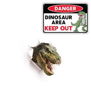 Venicor Dinosaur Sign - 8 x 12 Inches - Aluminum - Dinosaur Room Decor for Boys - Dinosaur Decor Boys Room - T Rex Dinosaur Bedroom Decor for Boys Kids Decorations Lover Gifts Wall Art Poster Stuff
