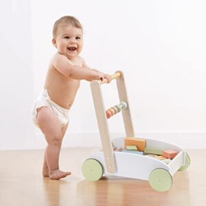 ROBUD Wooden Baby Walkers Push Toys for Babies Learning to Walk with Wheels Building Blocks Toddler Educational Toys for 10-24 Months