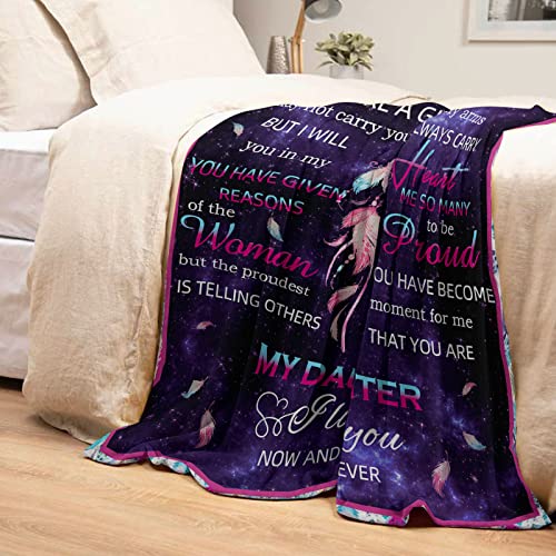 Ivivis to My Daughter Blanket, Daughter Gifts from Mom/Dad, Birthday Gifts for Daughter, Daughter's Christmas Wedding Graduation Valentines Day Gifts, Soft Fleece Throw Blankets Bed Throws 50x60in