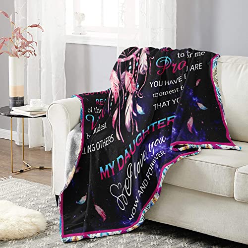 Ivivis to My Daughter Blanket, Daughter Gifts from Mom/Dad, Birthday Gifts for Daughter, Daughter's Christmas Wedding Graduation Valentines Day Gifts, Soft Fleece Throw Blankets Bed Throws 50x60in