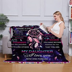 Ivivis to My Daughter Blanket, Daughter Gifts from Mom/Dad, Birthday Gifts for Daughter, Daughter's Christmas Wedding Graduation Valentines Day Gifts, Soft Fleece Throw Blankets Bed Throws 50x60in