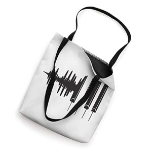 Sound Wave Heart Beat Piano Keys Keyboard Illustration Music Tote Bag