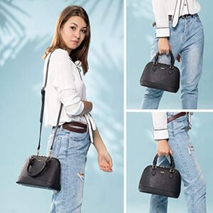 LOVEVOOK Black Purse for Women Small Crossbody Bags Classic Double Zip Top Handle Dome Satchel Bag