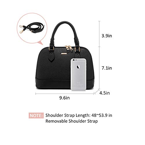 LOVEVOOK Black Purse for Women Small Crossbody Bags Classic Double Zip Top Handle Dome Satchel Bag