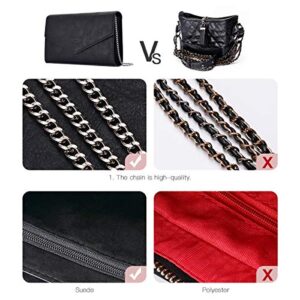 GM LIKKIE Clutch Purse for Women, Evening Envelope Clutch Bag, Crossbody Foldover PU Leather Shoulder Handbag (Black)