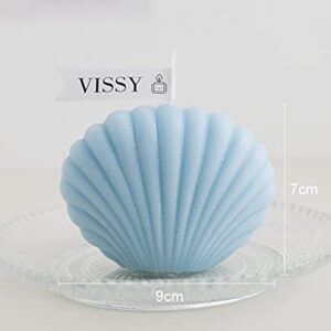 Seashell Shaped Scented Candle,150G Handmade Aroma Soy Wax Decorative Candle for Table Photo Prop Birthday Gift,Prefect for Meditation Stress Relief Mood Boosting Bath Yoga (Blue)