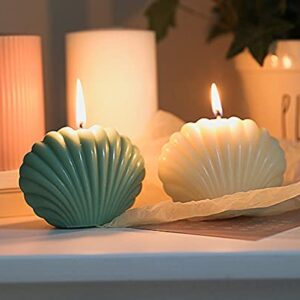 Seashell Shaped Scented Candle,150G Handmade Aroma Soy Wax Decorative Candle for Table Photo Prop Birthday Gift,Prefect for Meditation Stress Relief Mood Boosting Bath Yoga (Blue)