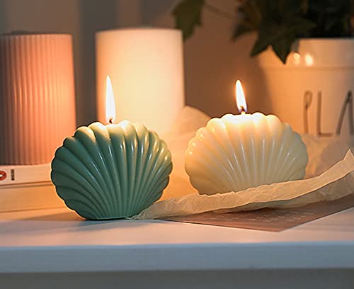 Seashell Shaped Scented Candle,150G Handmade Aroma Soy Wax Decorative Candle for Table Photo Prop Birthday Gift,Prefect for Meditation Stress Relief Mood Boosting Bath Yoga (Blue)