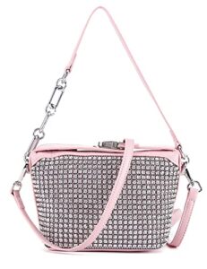 crystal rhinestone crossbody bags for women bling purse mini top handle handbag leather clutch for party
