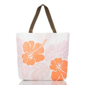 aloha collection big island hibiscus reversible tote in dreamsicle