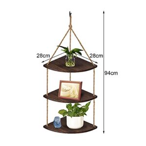 3 Tier Rope Wall Hanging Floating Shelves, Rustic Wall Shelf, Macrame Wall Hanging Shelf - Shelves for Bedroom, Floating Shelves for Wall , Plant Shelf Indoor Wall