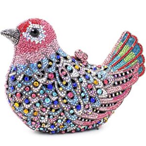 XLH Women Evening Clutch Bird Cute Artificial Rhinestone Bag Crossbody Purse Evening Party Bags Pigeon Handbag,Pink,S