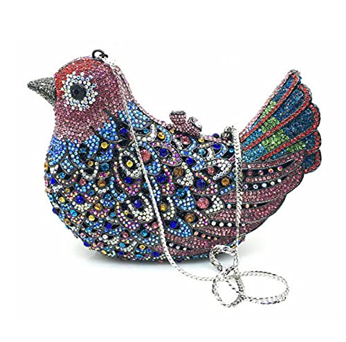 XLH Women Evening Clutch Bird Cute Artificial Rhinestone Bag Crossbody Purse Evening Party Bags Pigeon Handbag,Pink,S