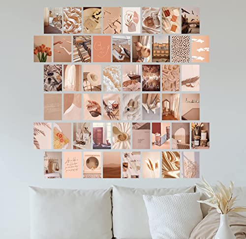 Neutral Wall Collage Kit for Aesthetic Pictures,XFF Cute Photo Bedroom Decorations for Teen Girls,Wall Collage Kit,Aesthetic Posters,Room Decor,Photo Wall,Art,Christmas Gifts(50 pcs 4x6 inch)