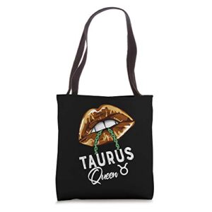 taurus queen lips sexy black afro queen april may womens tote bag