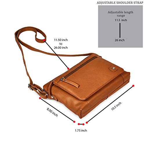 Wise Owl Accessories Small Soft Pebbled Real Leather Crossbody Handbags & Purses - Triple Zip Premium Sling Crossover Shoulder Bag for Women (Cognac Nappa)