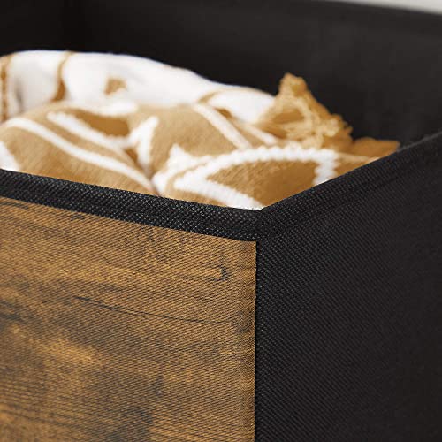 SONGMICS Storage Cubes, 12-Inch Fabric Bins, Set of 6, Closet Organizers for Shelves, Foldable, Oxford Fabric and Non-Woven Fabric Boxes for Clothes, Rustic Brown and Black URFB102B01