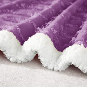 Exclusivo Mezcla Tassel Fleece Throw Blanket for Couch, Sofa, Bed, Soft Wrap Poncho Blanket, Lightweight and Warm (50x70 Inches, Purple)
