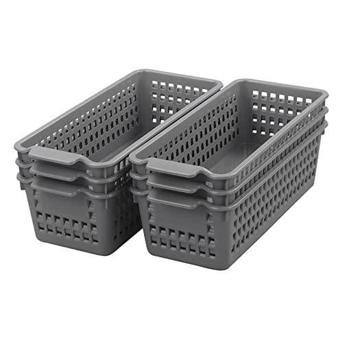 Farmoon 6 Pack Slim Storage Baskets, Small Plastic Pantry Bin