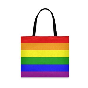 women’s retro large size canvas shoulder bag hobo square handbag casual tote lesbian gay pride flag