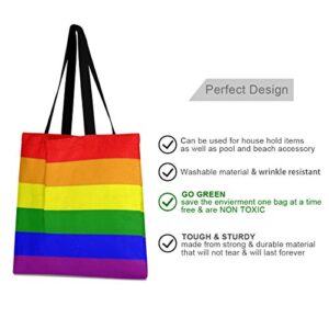 Women's Retro Large Size Canvas Shoulder Bag Hobo Square Handbag Casual Tote Lesbian Gay Pride Flag