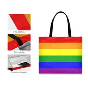 Women's Retro Large Size Canvas Shoulder Bag Hobo Square Handbag Casual Tote Lesbian Gay Pride Flag