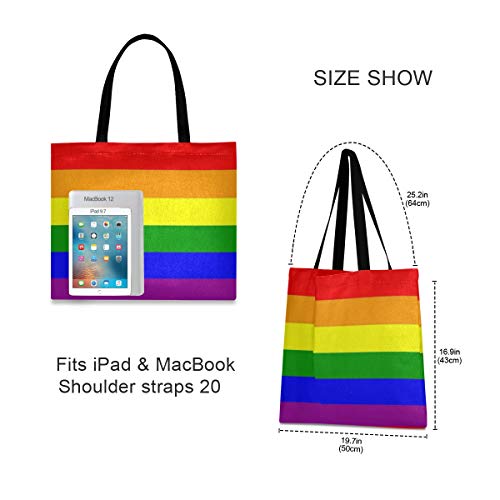 Women's Retro Large Size Canvas Shoulder Bag Hobo Square Handbag Casual Tote Lesbian Gay Pride Flag