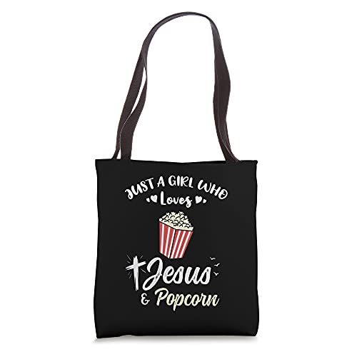 Just A Girl Who Loves Jesus And Popcorn Tote Bag