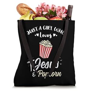 Just A Girl Who Loves Jesus And Popcorn Tote Bag