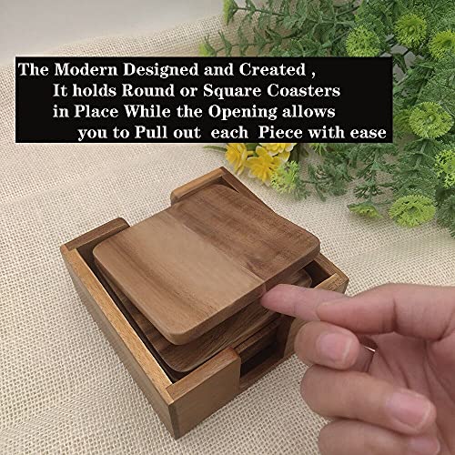 Natural Wooden Coasters Holder ，Minimalist Holder-for Square or Round Coaster with Paded Base , Coaster Holder Without Coaster , Hold Coasters of Upto 4" in Size