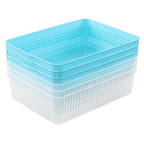 Tstorage Plastic Office A4 Paper Basket, Plastic Shallow Storage Basket, 6 Packs, G