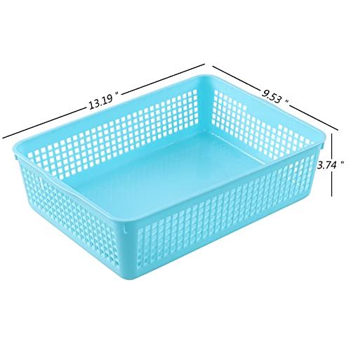 Tstorage Plastic Office A4 Paper Basket, Plastic Shallow Storage Basket, 6 Packs, G