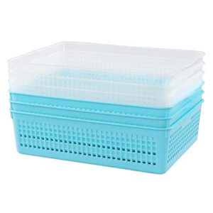 Tstorage Plastic Office A4 Paper Basket, Plastic Shallow Storage Basket, 6 Packs, G